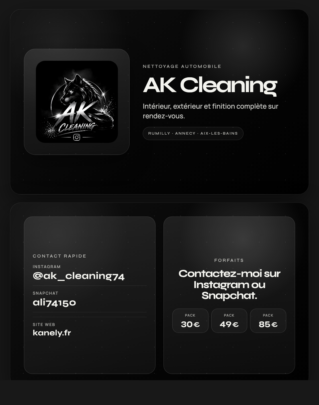 Carte publicitaire AK Cleaning