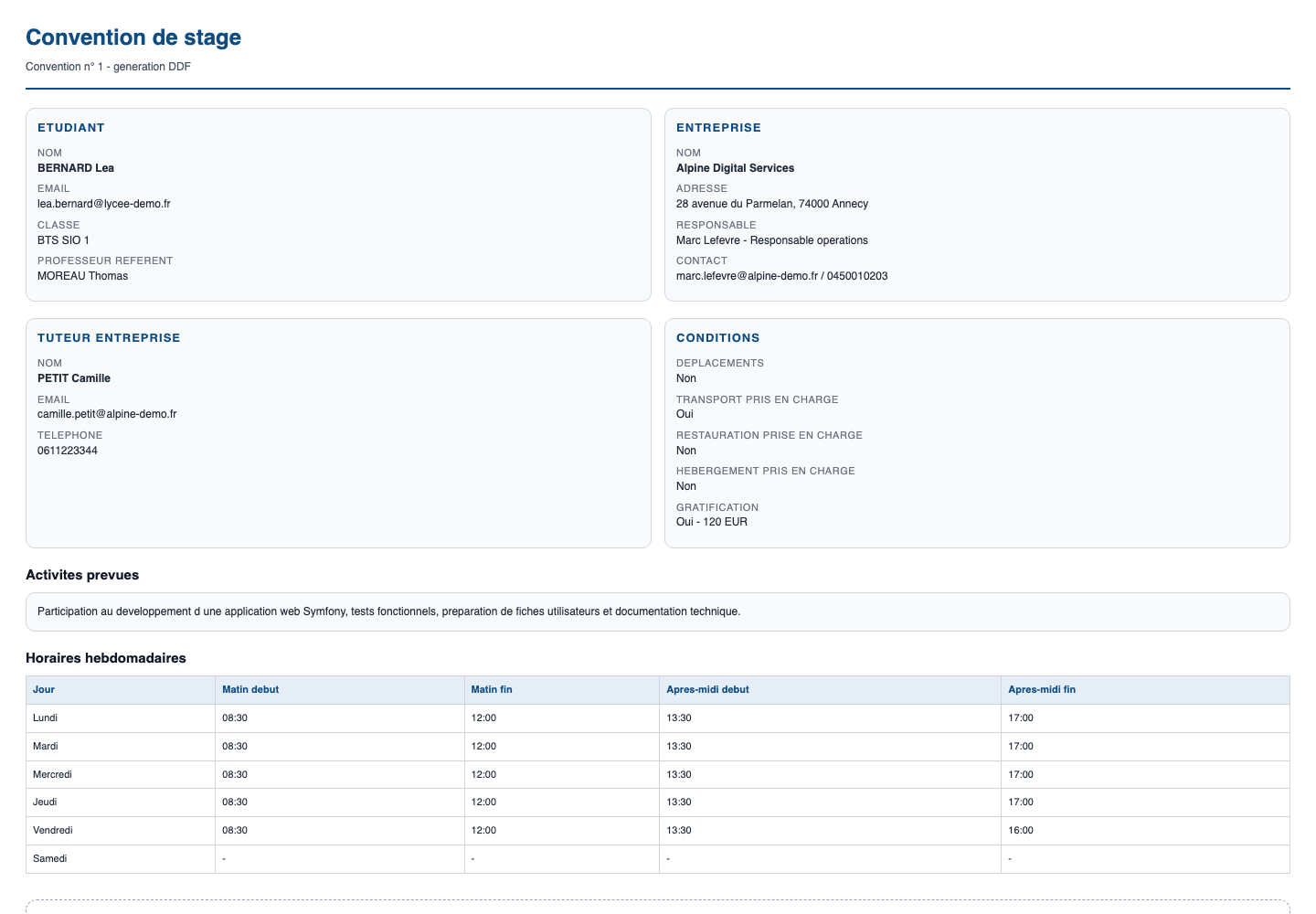 Document final depuis le template Conventio
