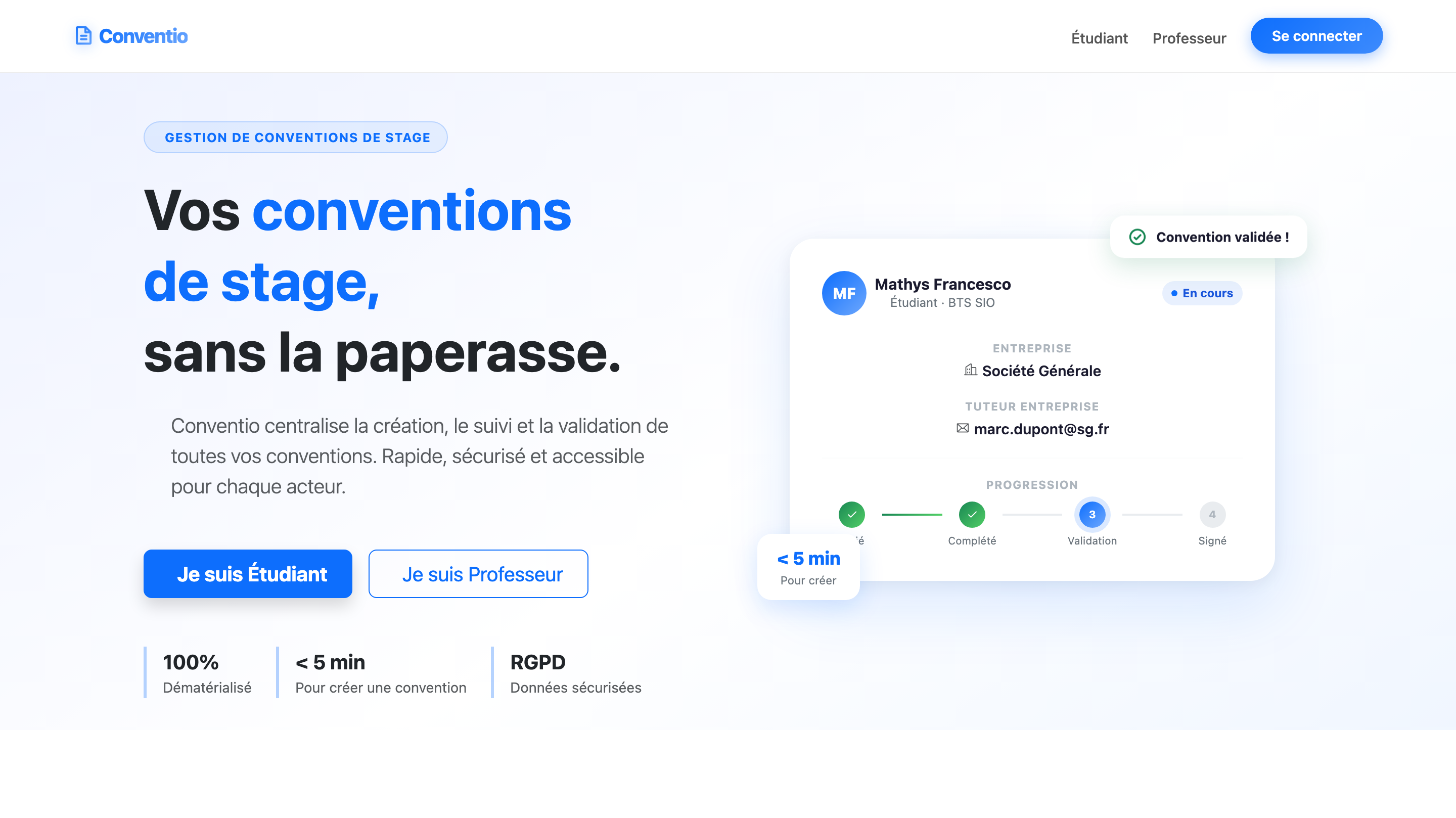 Page d'accueil Conventio