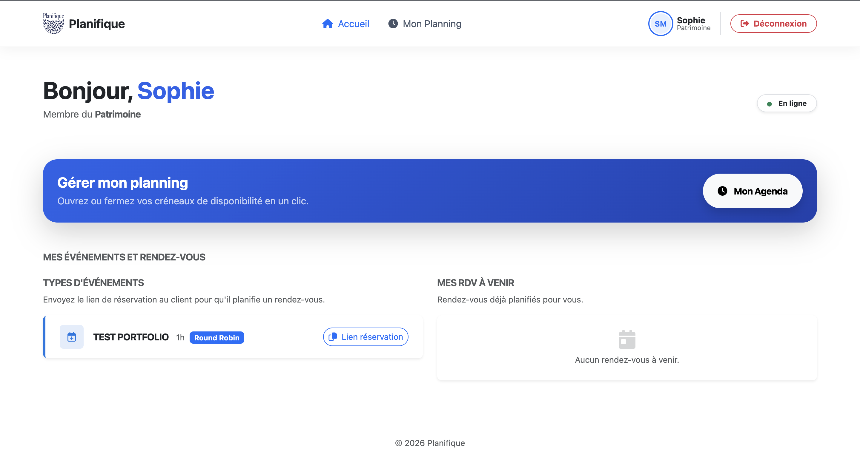 Dashboard conseiller Planifique