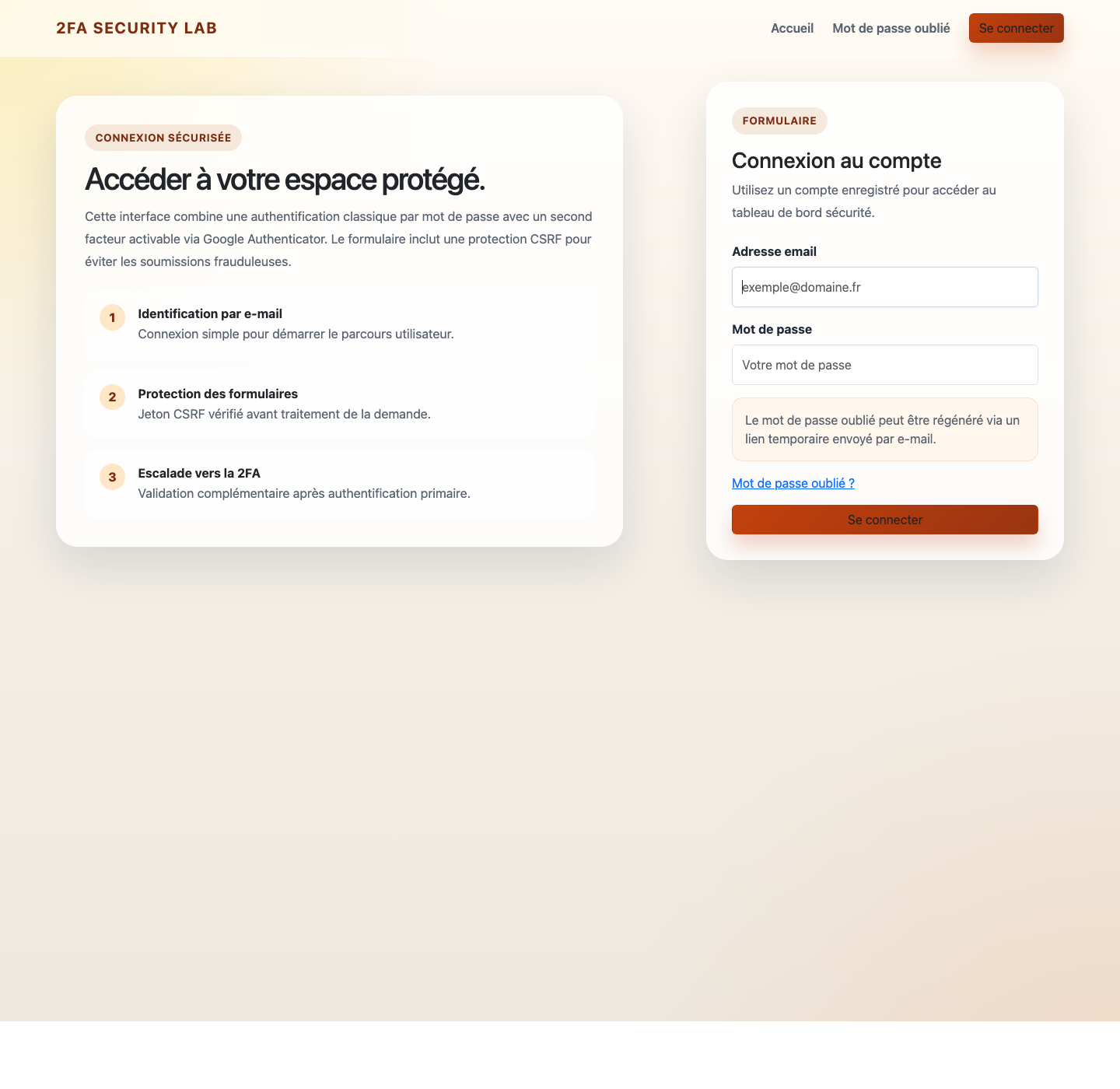 Formulaire de nouveau mot de passe